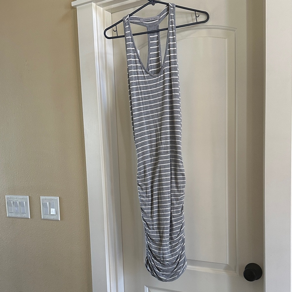 Athleta Gray and White Striped Tank Dress XS